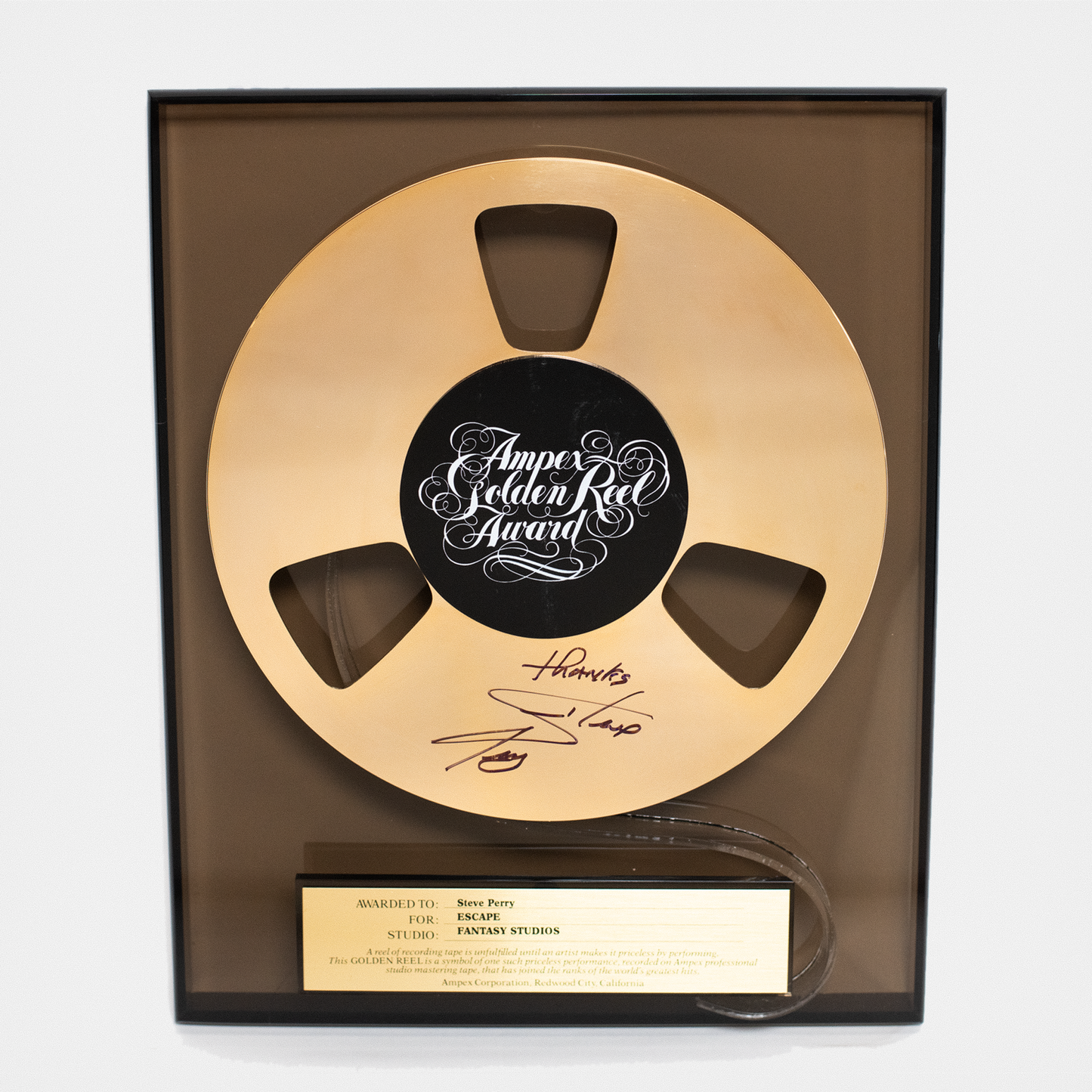 Steve Perry's “Escape” Ampex Golden Reel Award SIGNED
