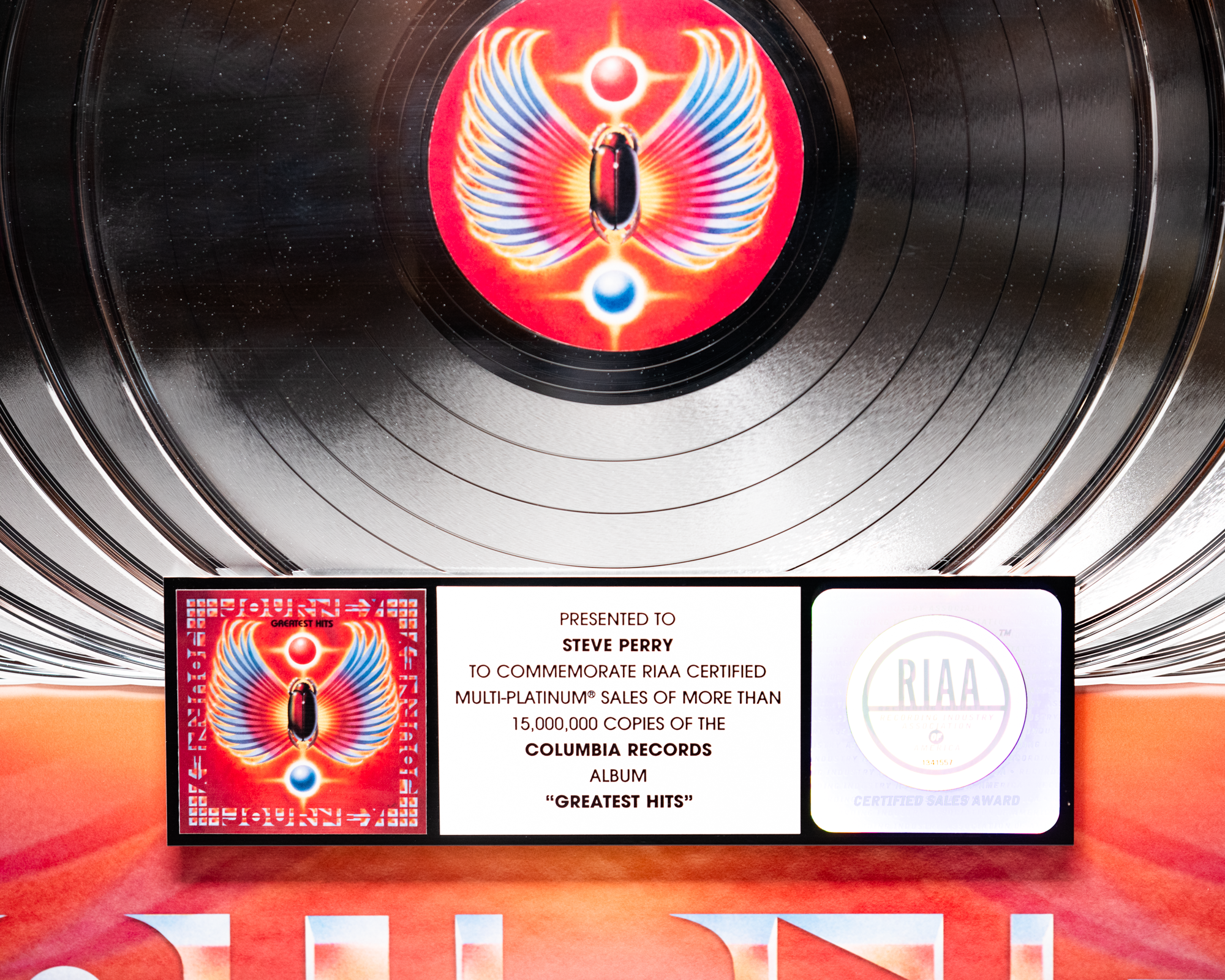 Journey "Greatest Hits" Multi-Platinum RIAA Award – SIGNED