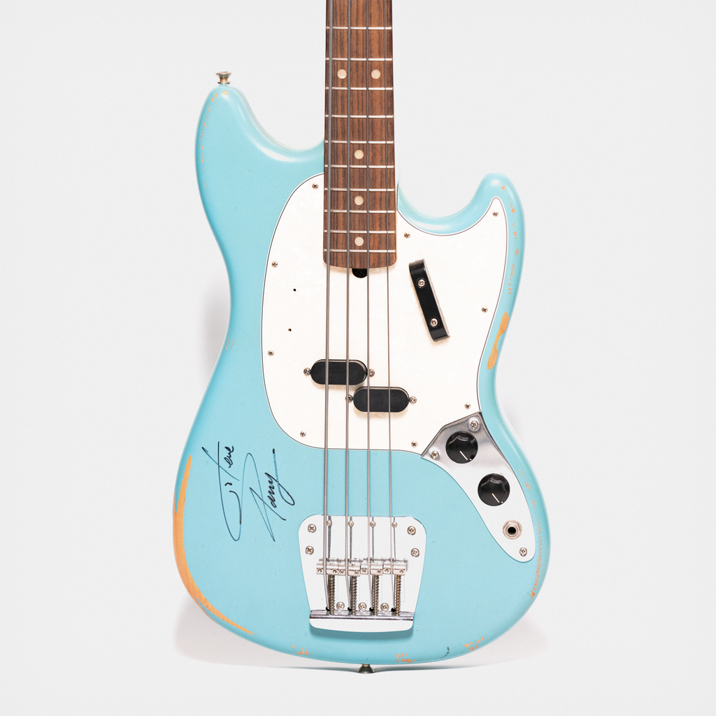 Fender Mustang Bass Guitar (blue) SIGNED
