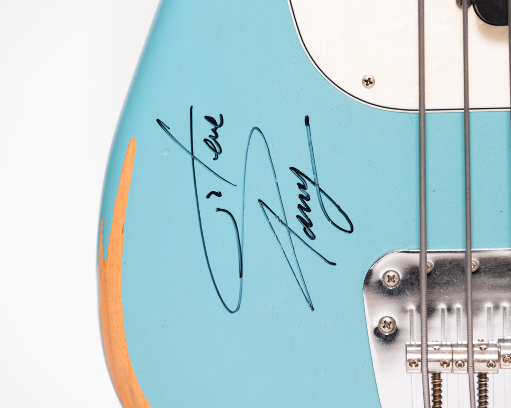 Fender Mustang Bass Guitar (blue) SIGNED