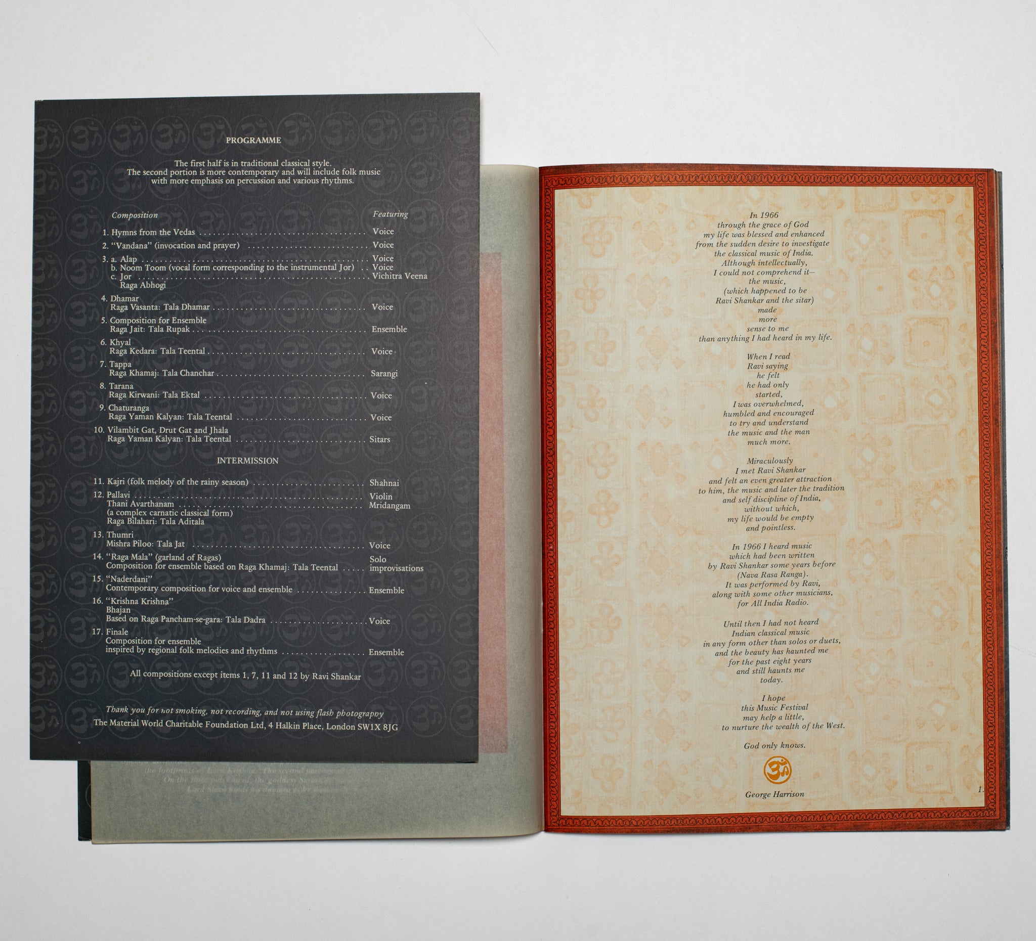Ravi Shankar's Music Festival from India' Original 1974 Souvenir Concert Program - Lot 2