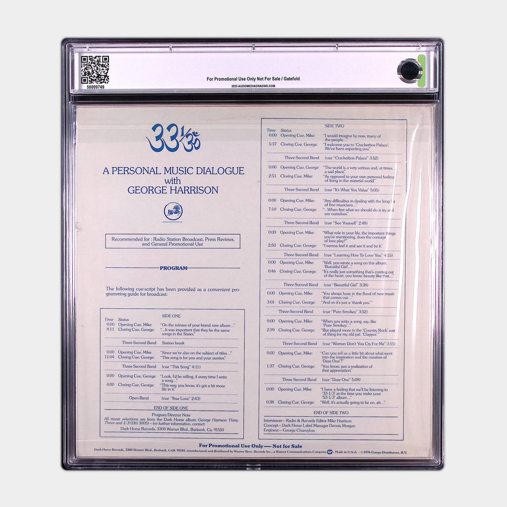 Dark Horse Records Presents A Personal Music Dialogue with George Harrison at 33 1/3 (1976) – Original Pressing (AMG 50009749)