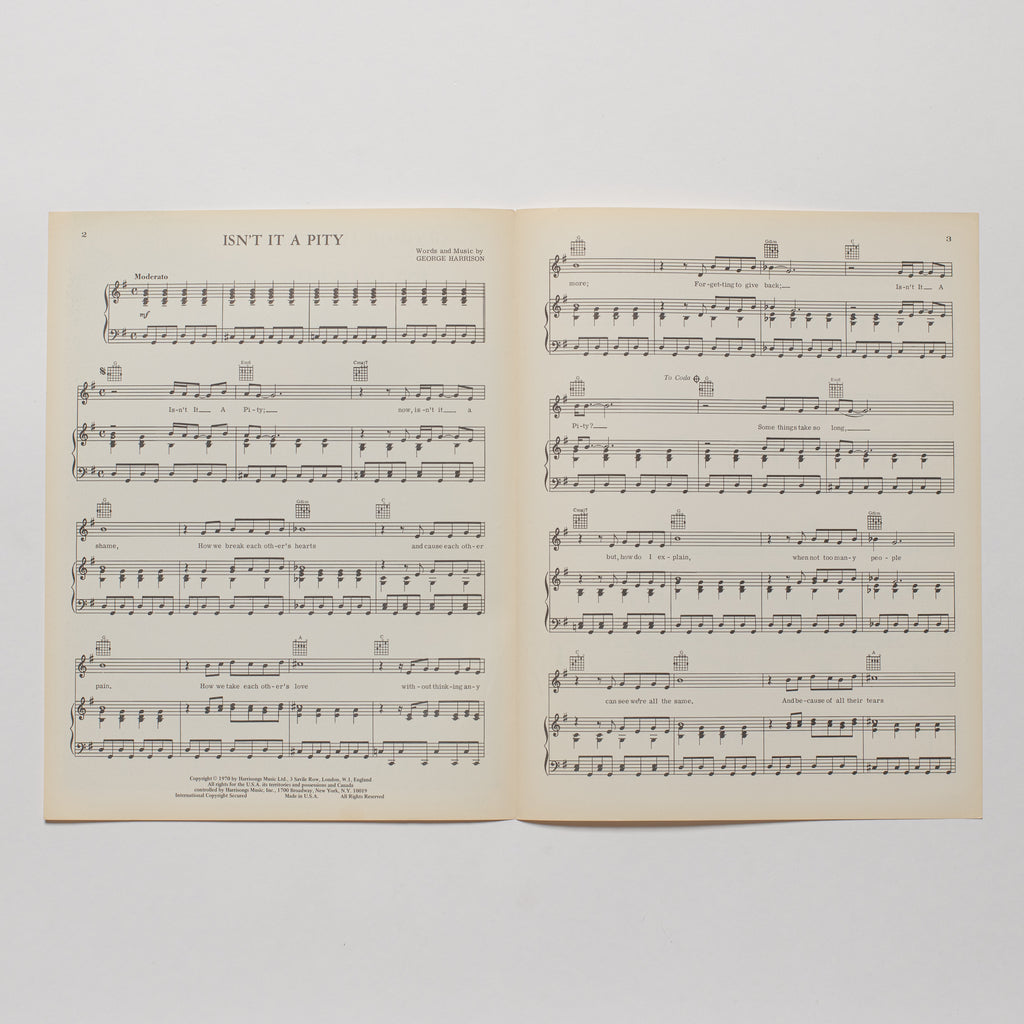 George Harrison - Isn't It A Pity - Sheet Music