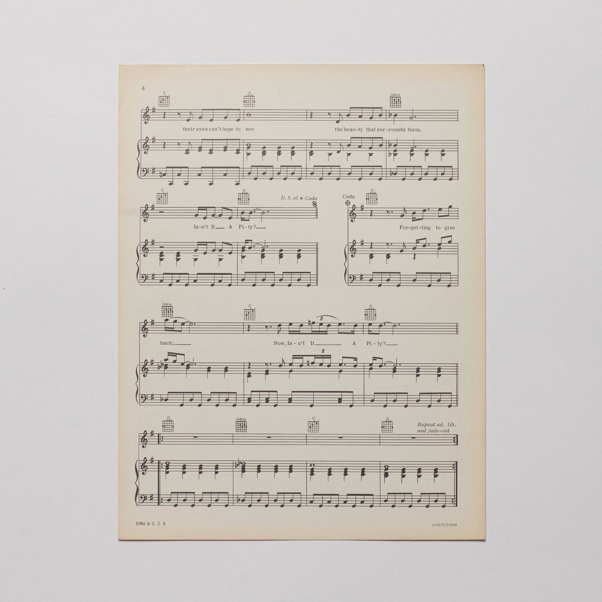 George Harrison - Isn't It A Pity - Sheet Music