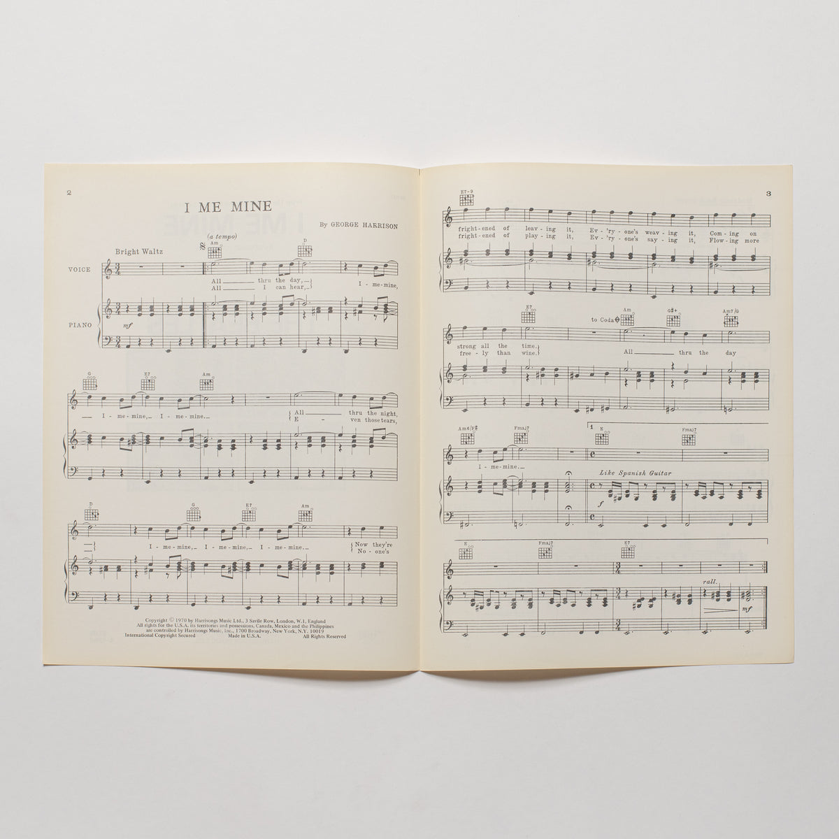 The Beatles - I Me Mine - Sheet Music