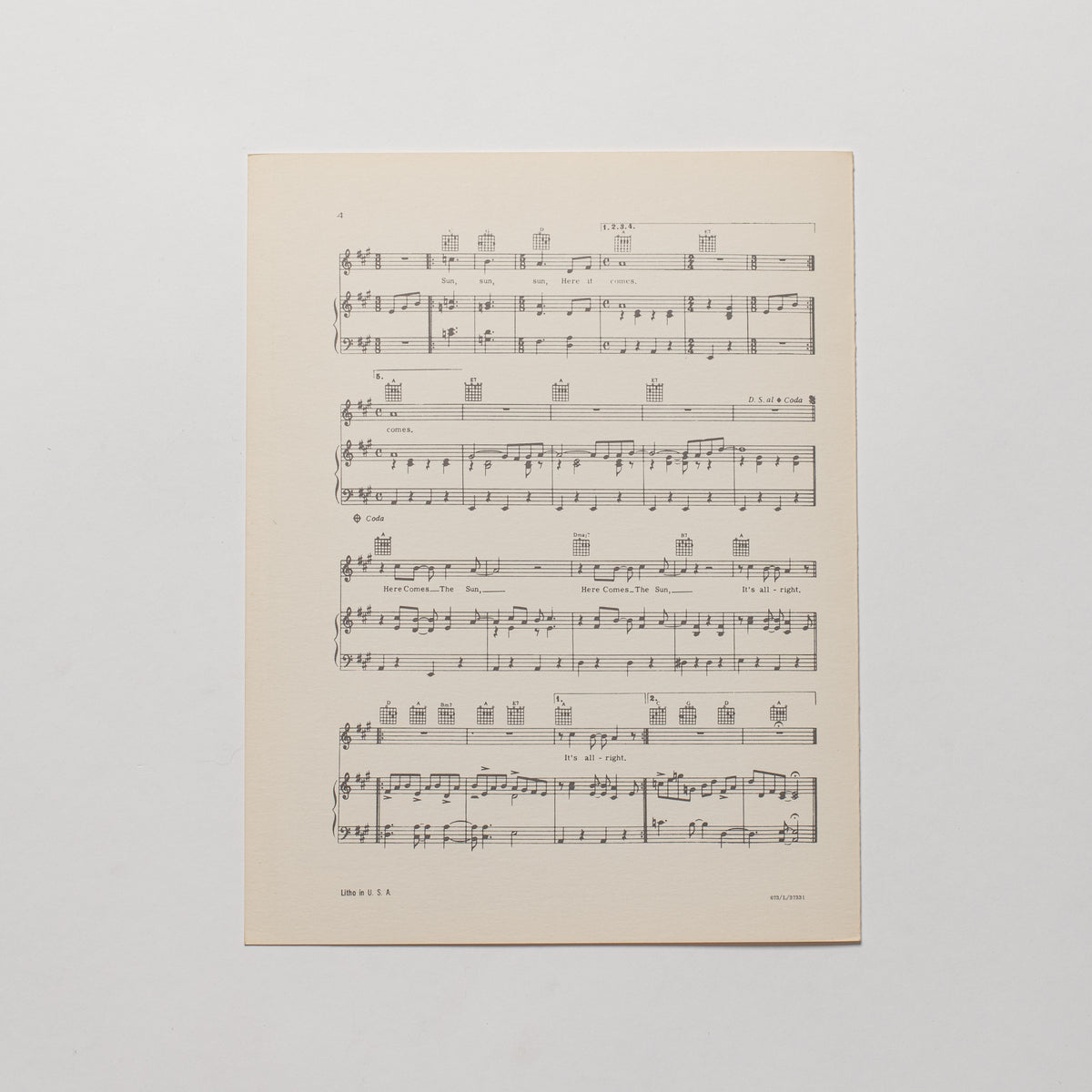 The Beatles - Here Comes the Sun - Sheet Music