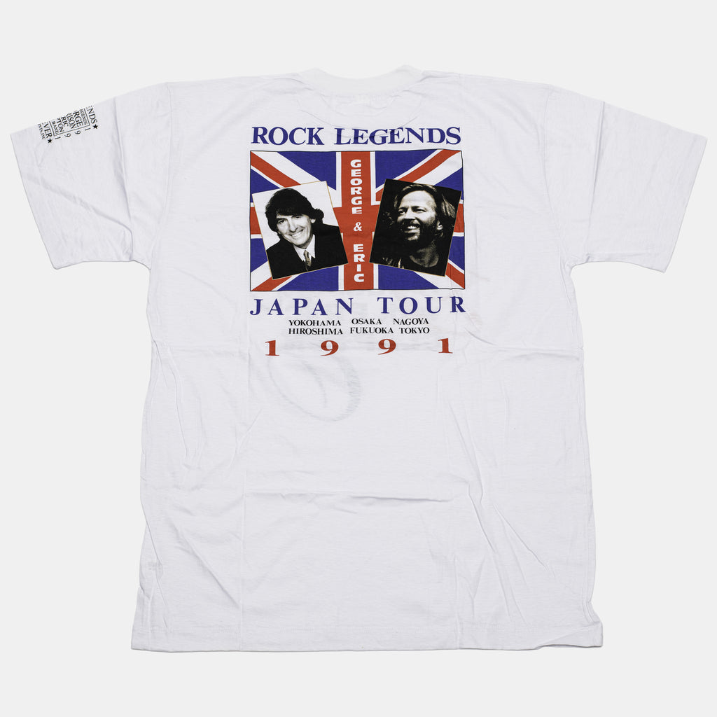 Live In Japan - George & Eric Text Design with 'Rock Legends' White T-Shirt (with Sleeve Print) (XL) - Lot 1