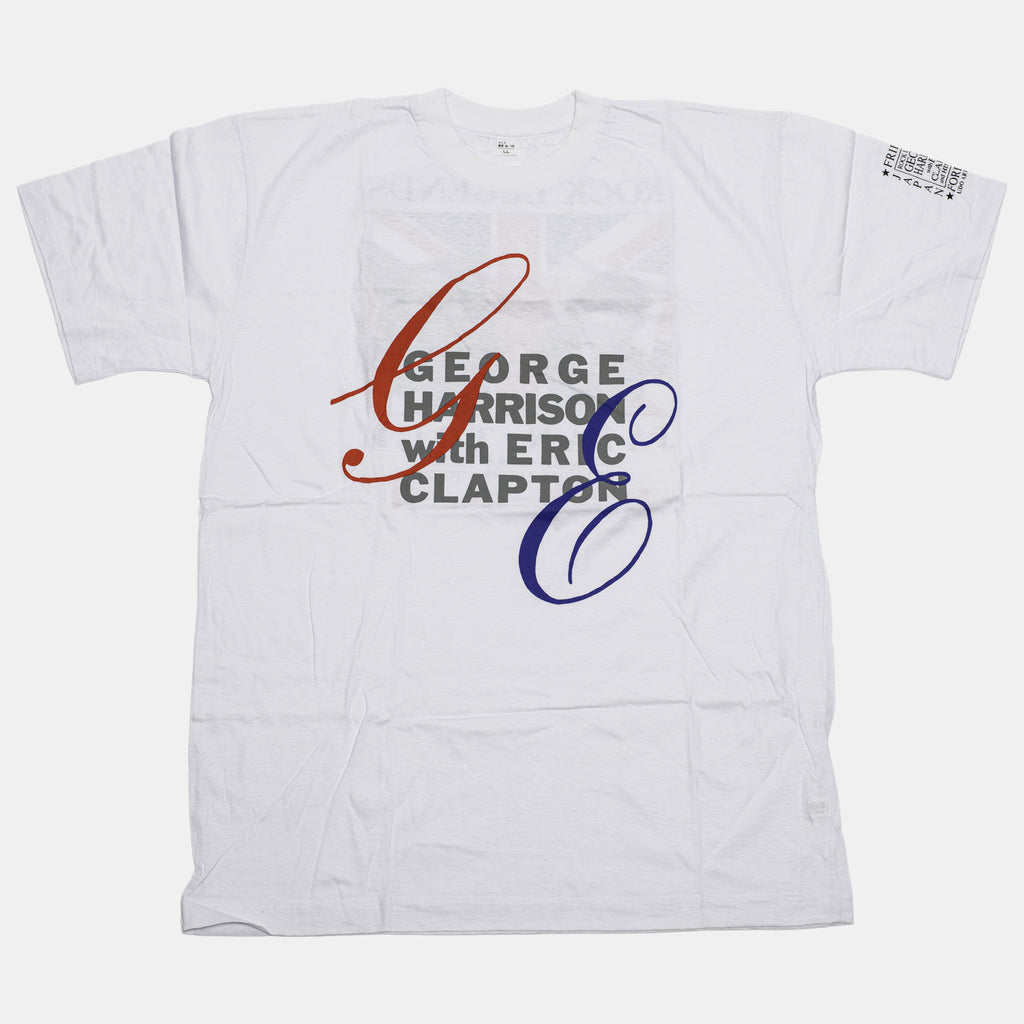 Live In Japan - George & Eric Text Design with 'Rock Legends' White T-Shirt (with Sleeve Print) (XL) - Lot 1