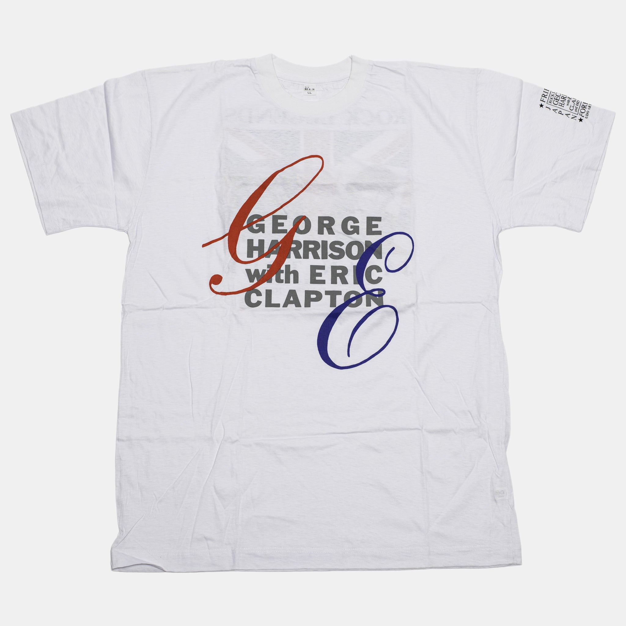 Live In Japan - George & Eric Text Design with 'Rock Legends' White T-Shirt (with Sleeve Print) (XL) - Lot 1