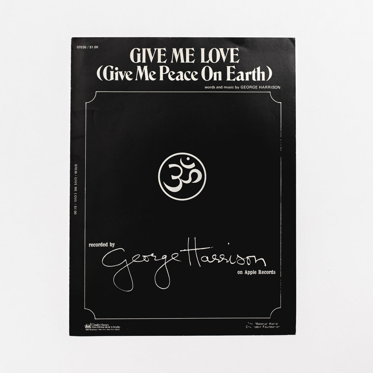 Give Me Love (Give Me Peace On Earth) Original 1973 Sheet Music