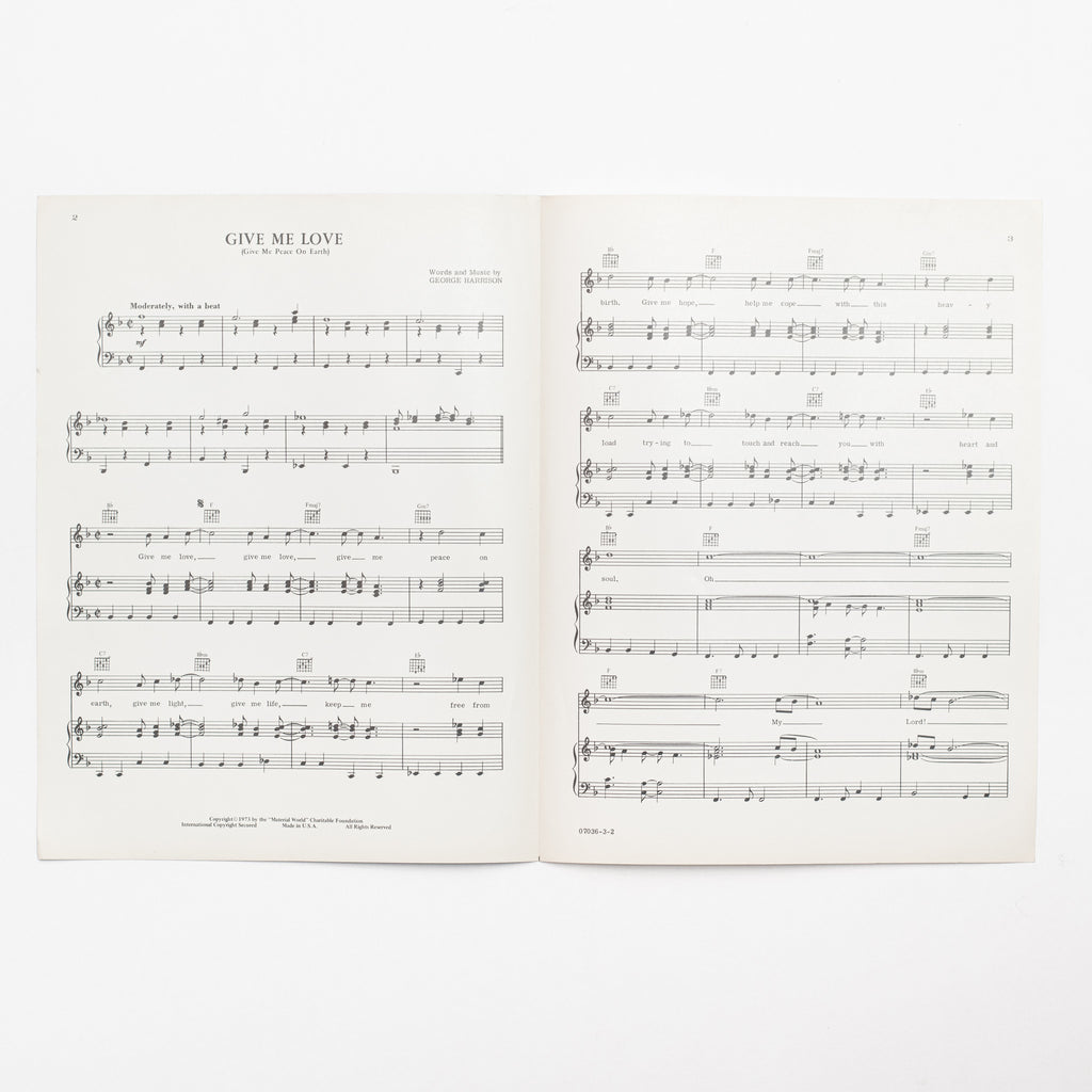 Give Me Love (Give Me Peace On Earth) Original 1973 Sheet Music