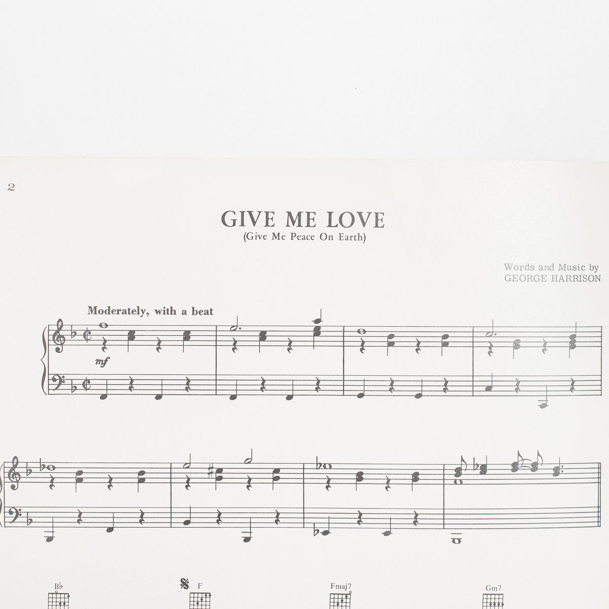 Give Me Love (Give Me Peace On Earth) Original 1973 Sheet Music