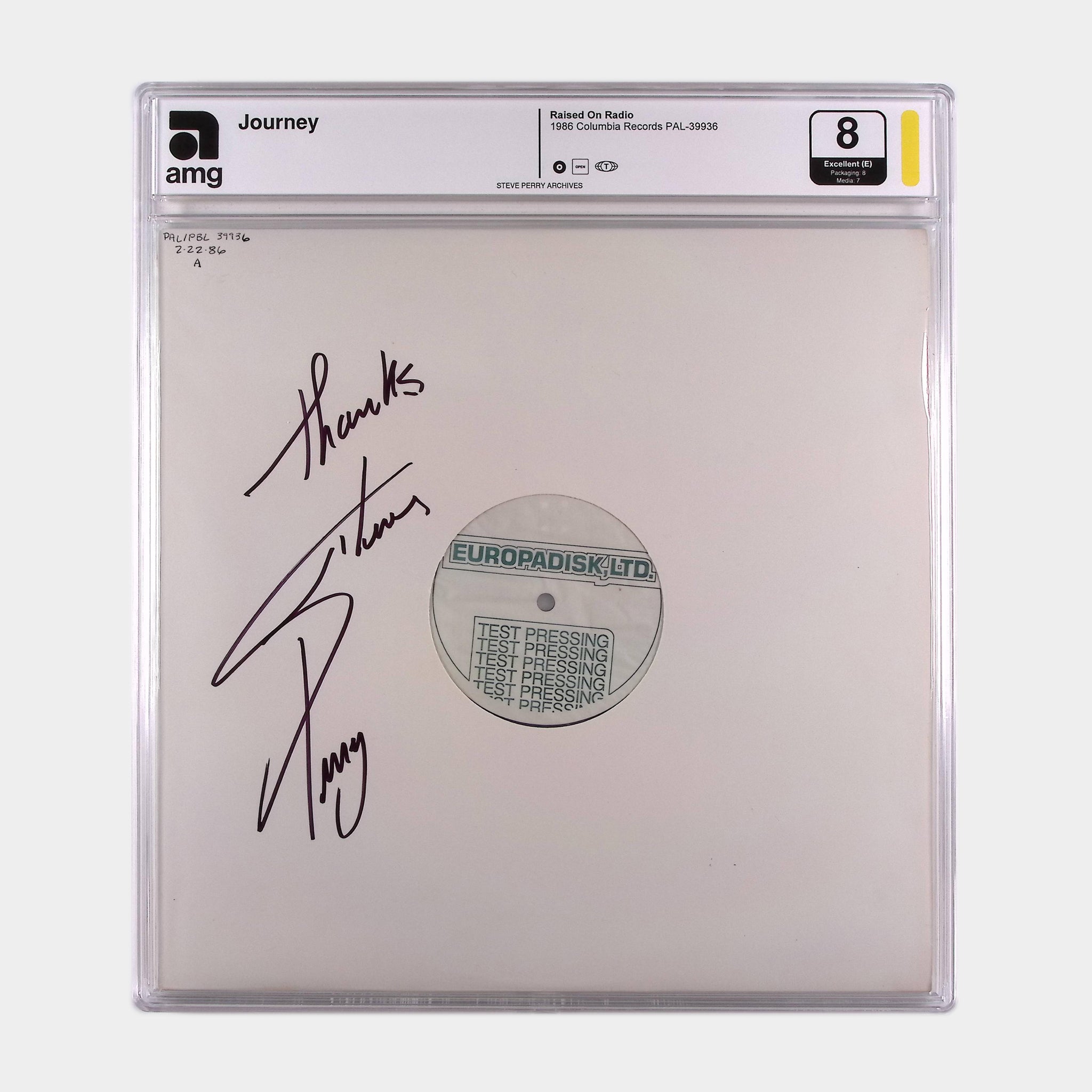 Journey – Raised On The Radio – 1986 Vinyl Test Pressing SIGNED by