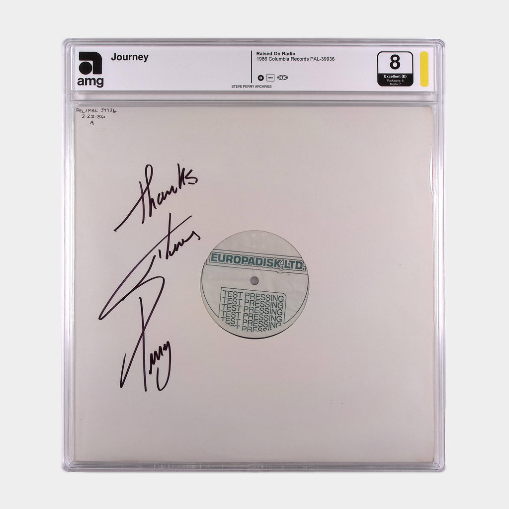 Journey – Raised On The Radio – 1986 Vinyl Test Pressing SIGNED by Steve Perry (AMG 50011018)