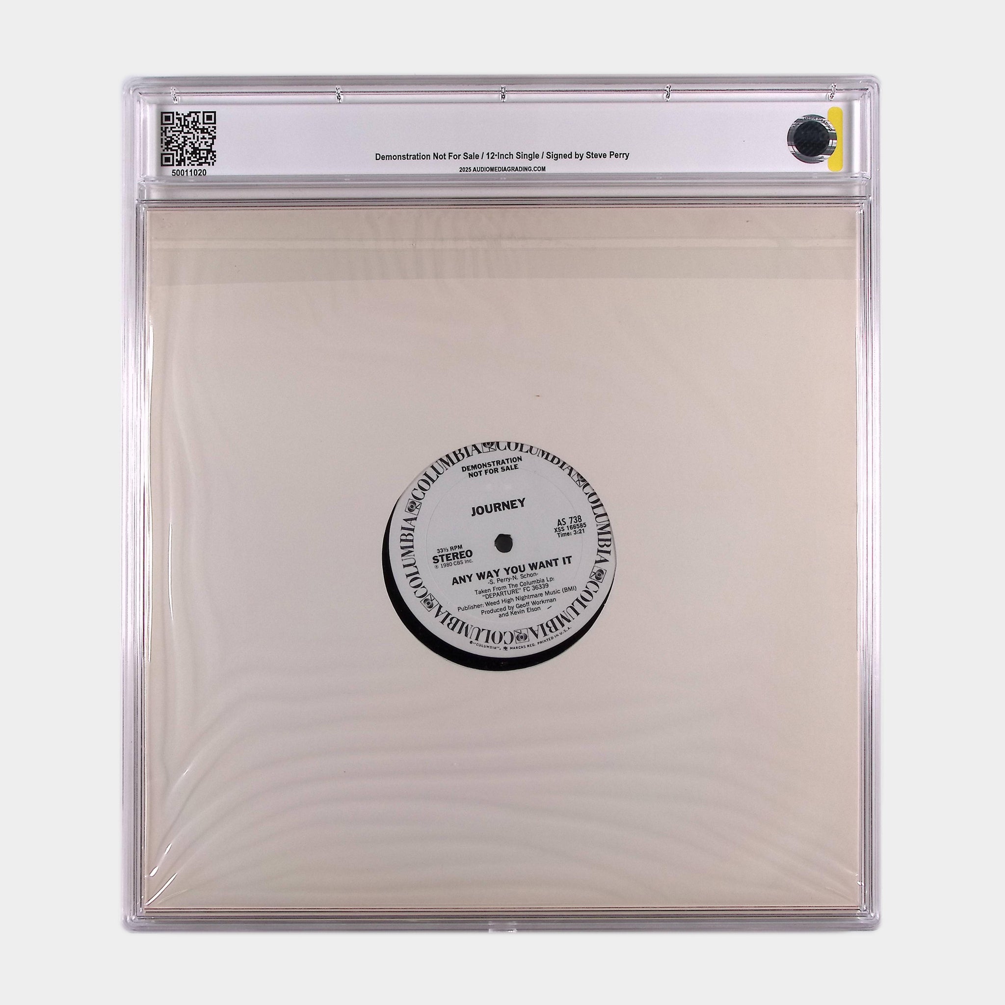 Journey – Any Way You Want It – 1980 Promo 12” Single SIGNED by Steve Perry (AMG 50011020)