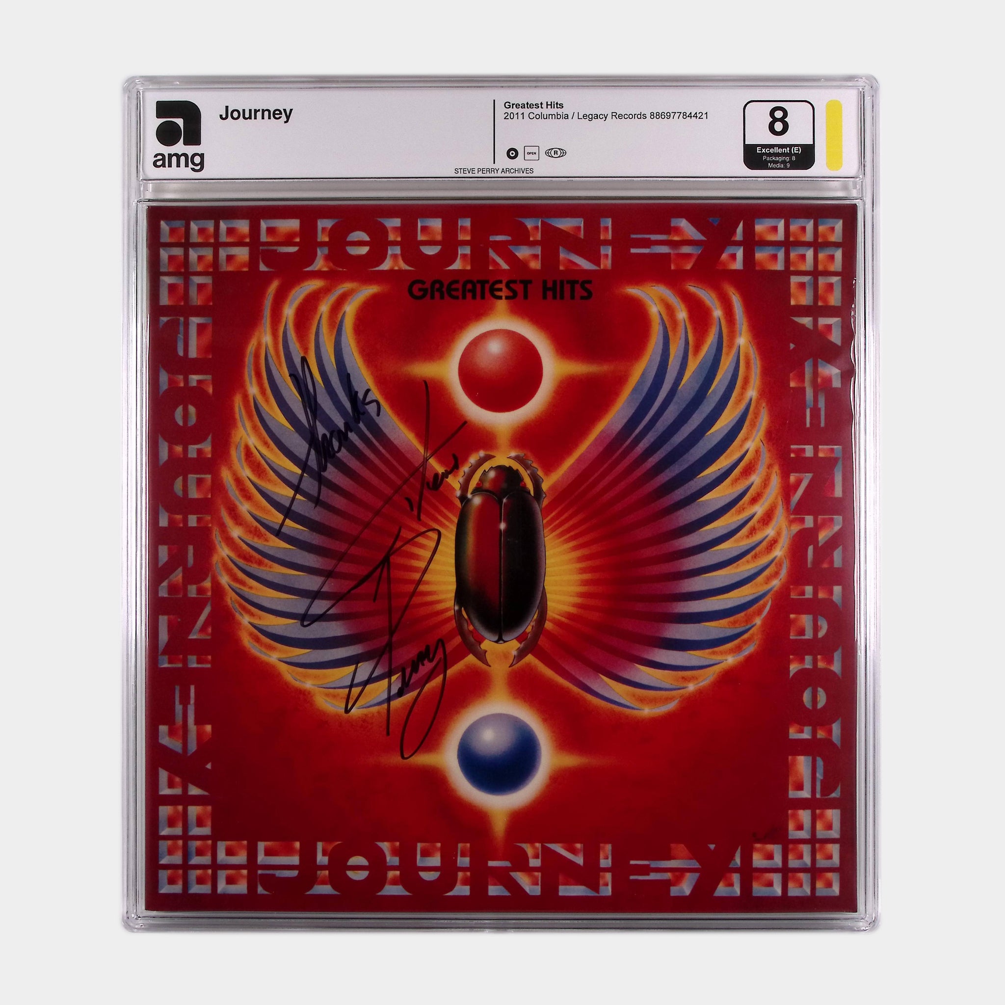 Journey – Greatest Hits – 2011 2LP Vinyl Album SIGNED by Steve Perry (AMG 50011186)