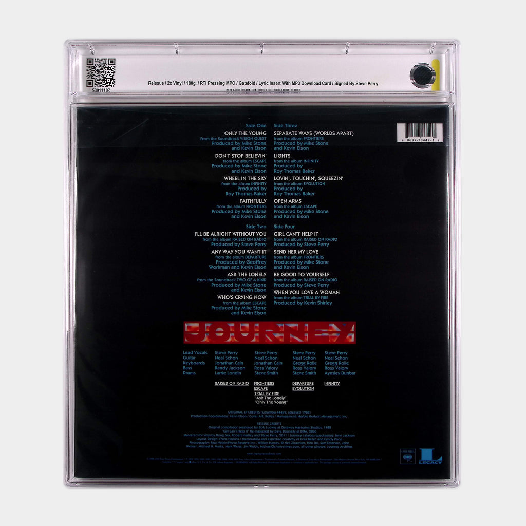 Journey – Greatest Hits – 2011 2LP Vinyl Album SIGNED by Steve Perry (AMG 50011187)