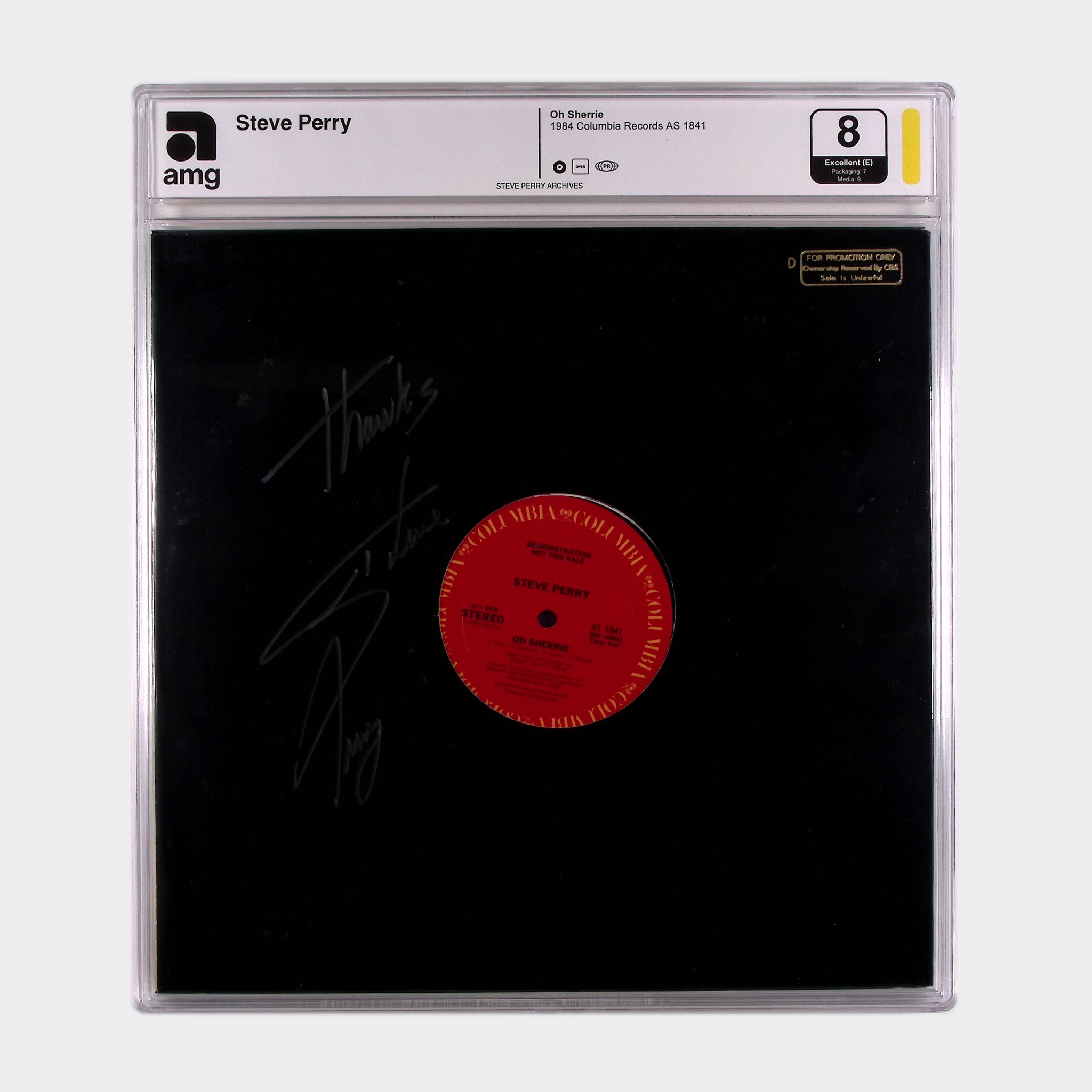 Oh Sherrie – 1984 Promo 12” Single SIGNED by Steve Perry (AMG 50011189)