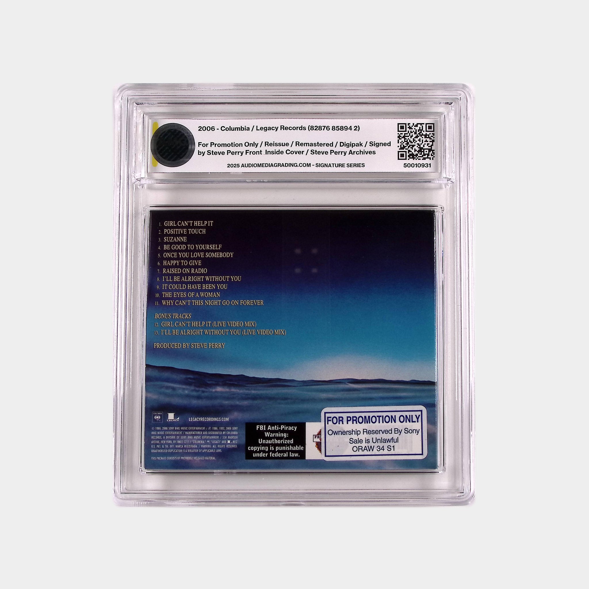 Journey – Raised On The Radio – 2006 Reissue CD SIGNED by Steve Perry (AMG 50010931)