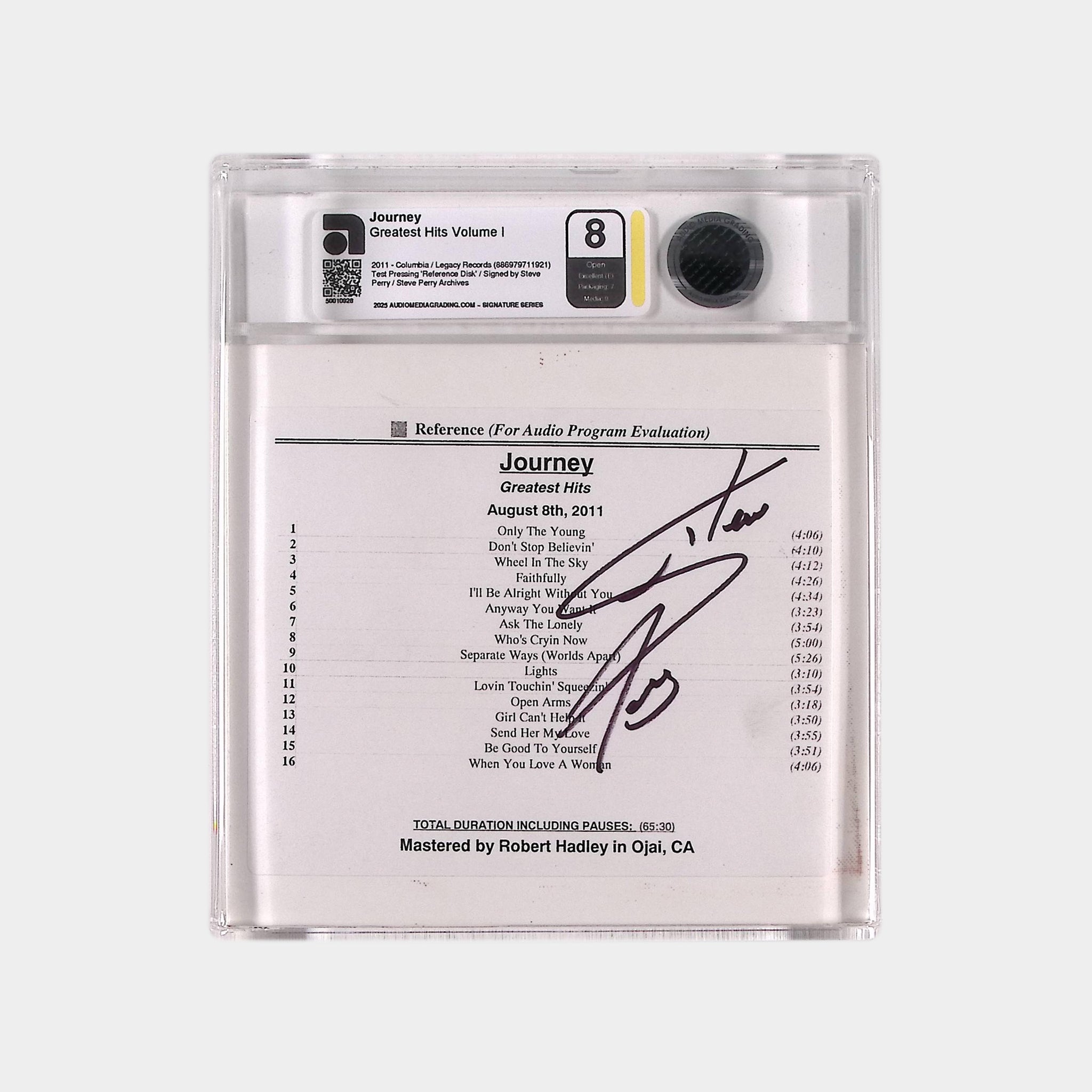 Journey – Greatest Hits – 2011 CD Check Disc SIGNED by Steve Perry (AMG 50010928)