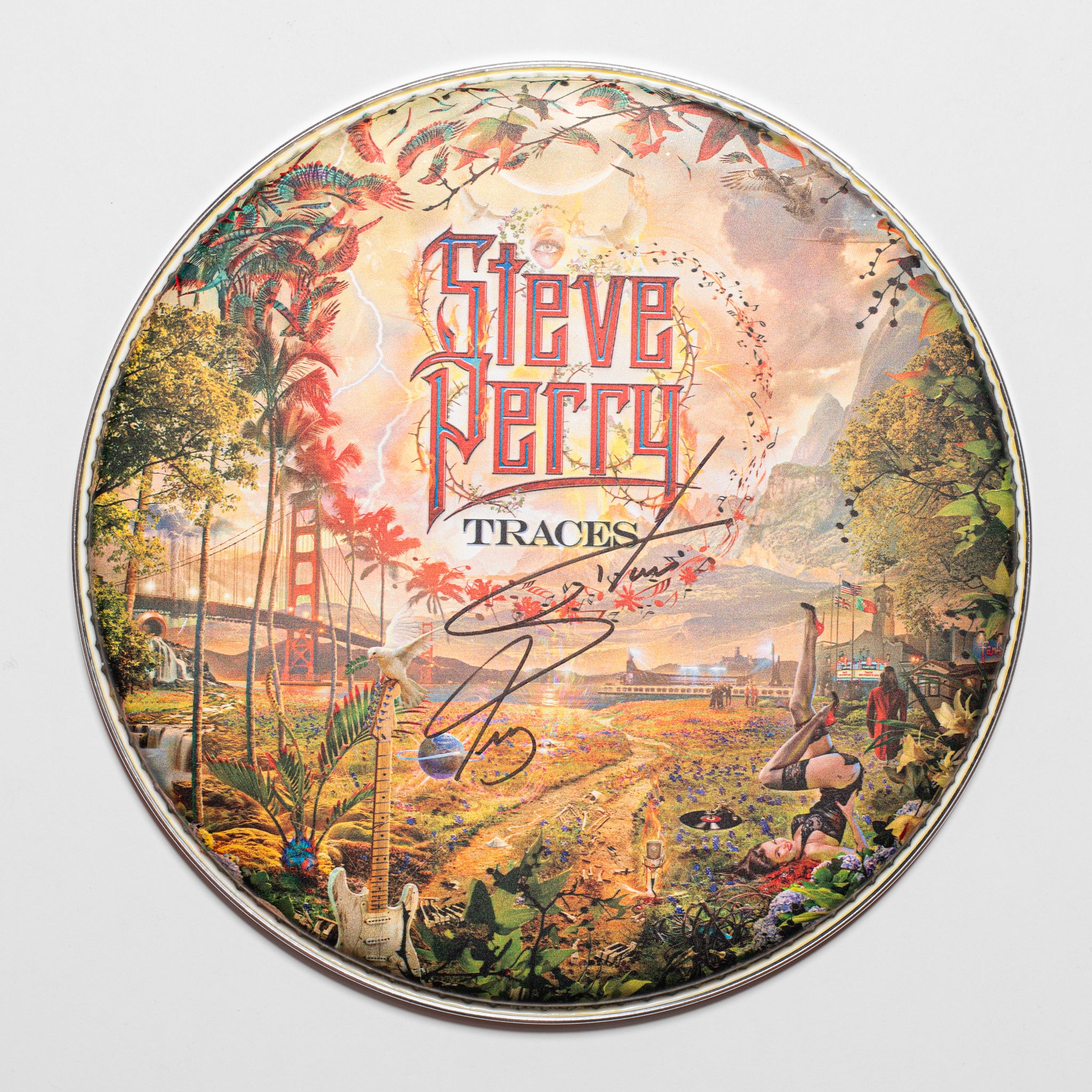 Traces – Promotional 12” Drum Head – SIGNED by Steve Perry – Lot 3