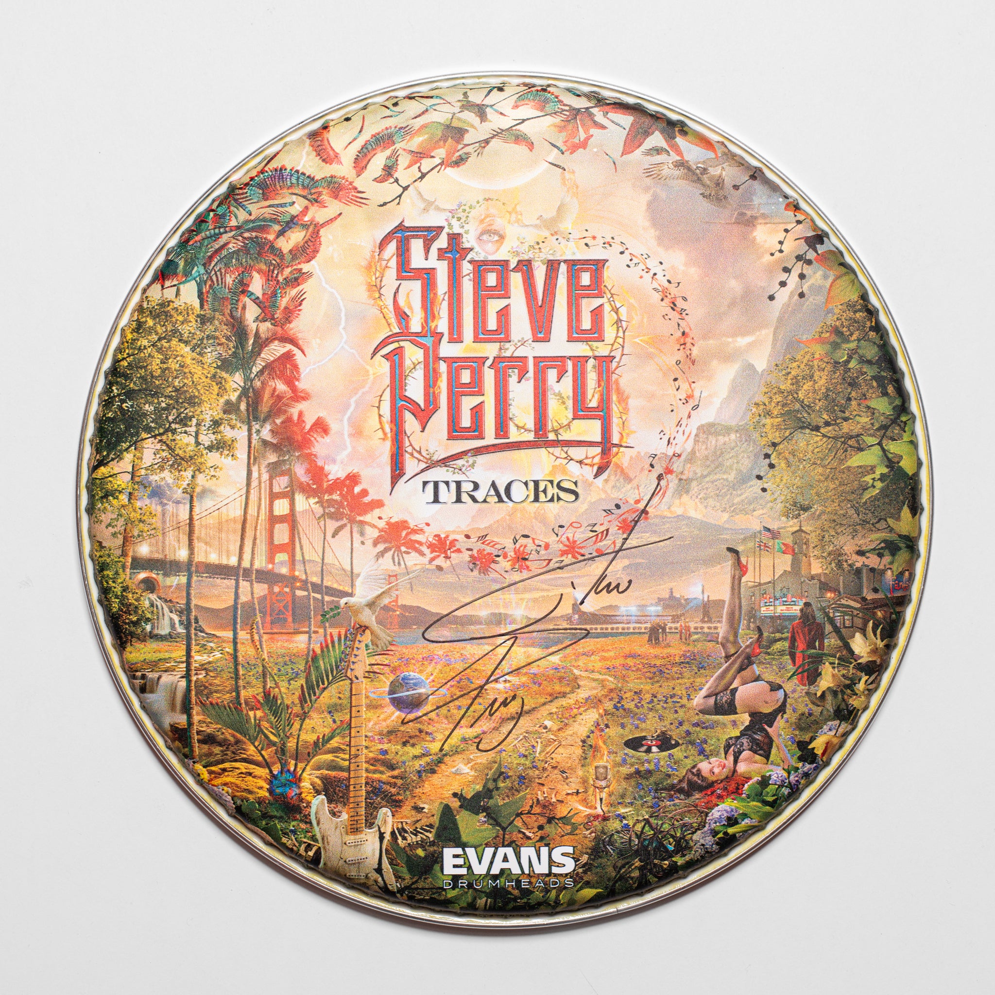 Traces – Promotional 12” Drum Head – SIGNED by Steve Perry – Lot 4