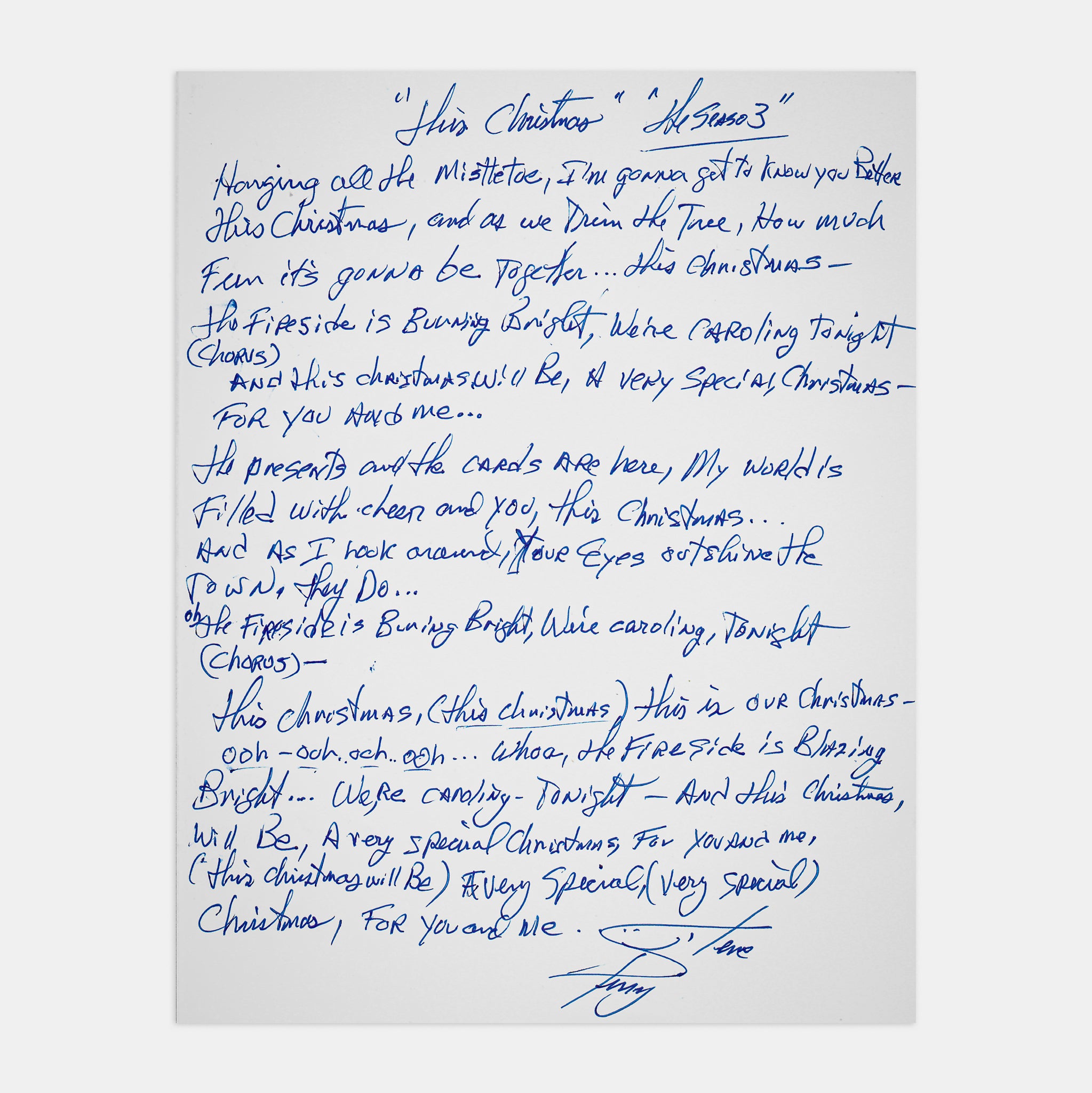 This Christmas (Steve Perry – The Season) – Handwritten & SIGNED Lyrics