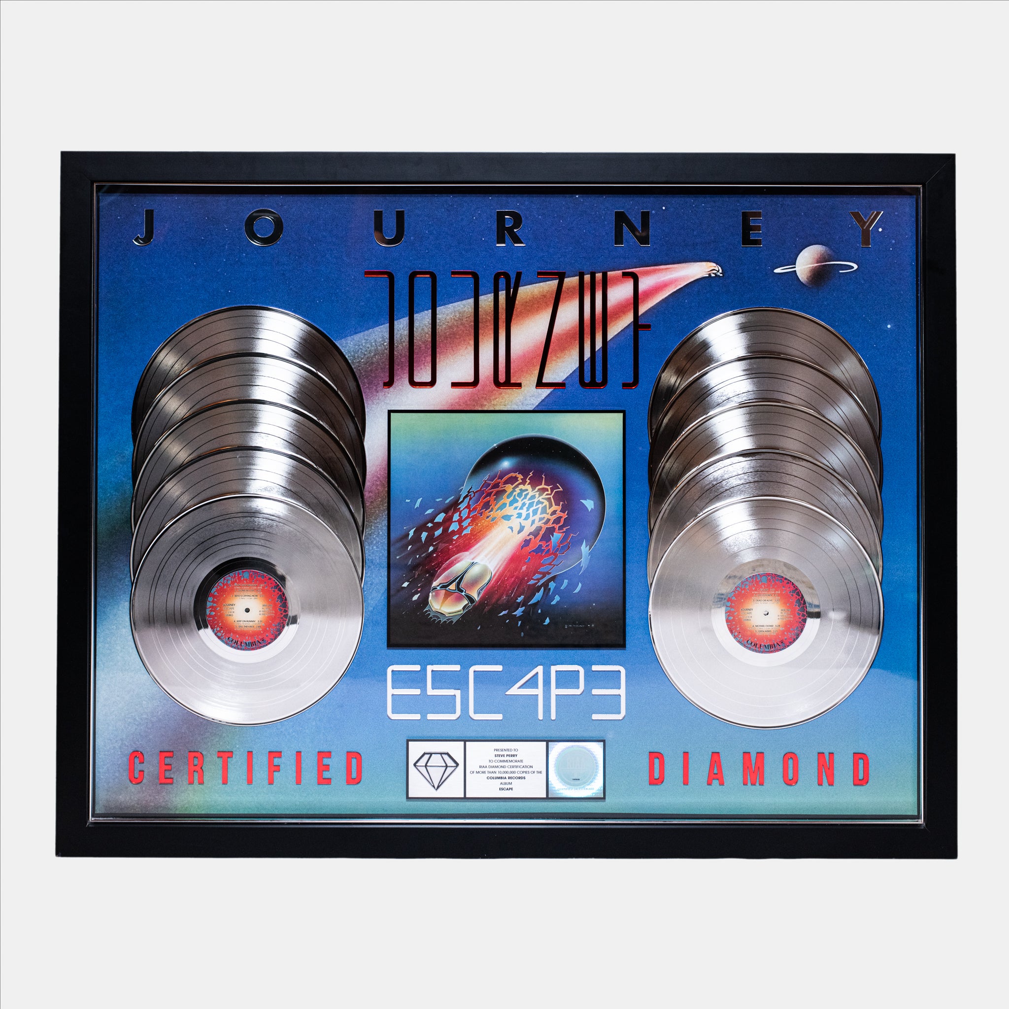 Journey – Escape – Certified Diamond Award Plaque – SIGNED by Steve Perry