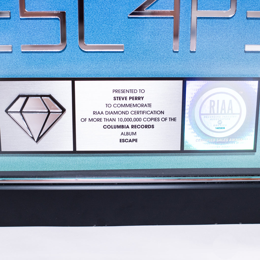 Journey – Escape – Certified Diamond Award Plaque – SIGNED by Steve Perry