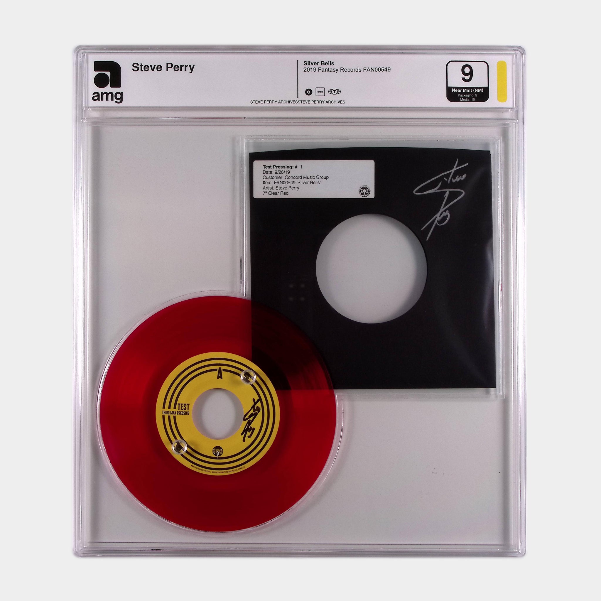 Silver Bells – 2019 7” Red Vinyl Single Test Pressing SIGNED by Steve Perry (AMG 50011005)