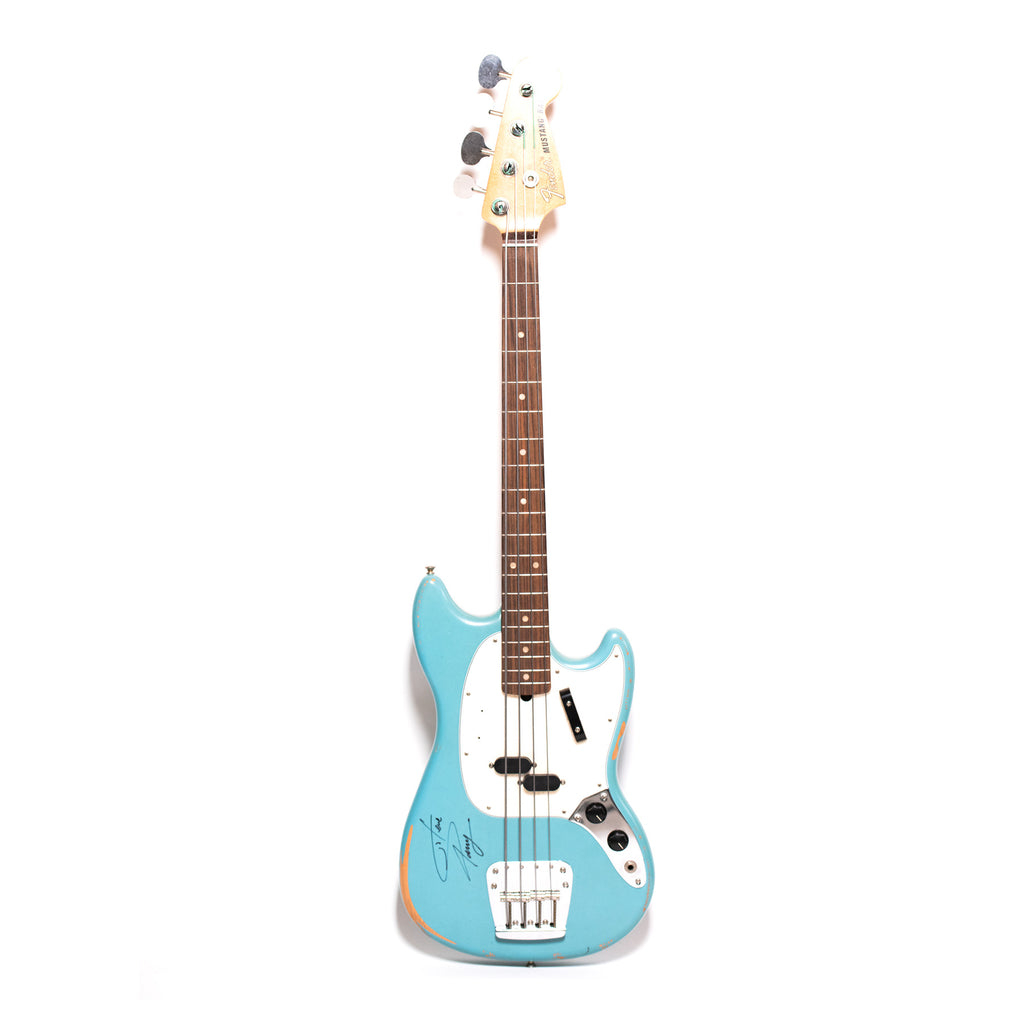 Fender Mustang Bass Guitar (blue) SIGNED